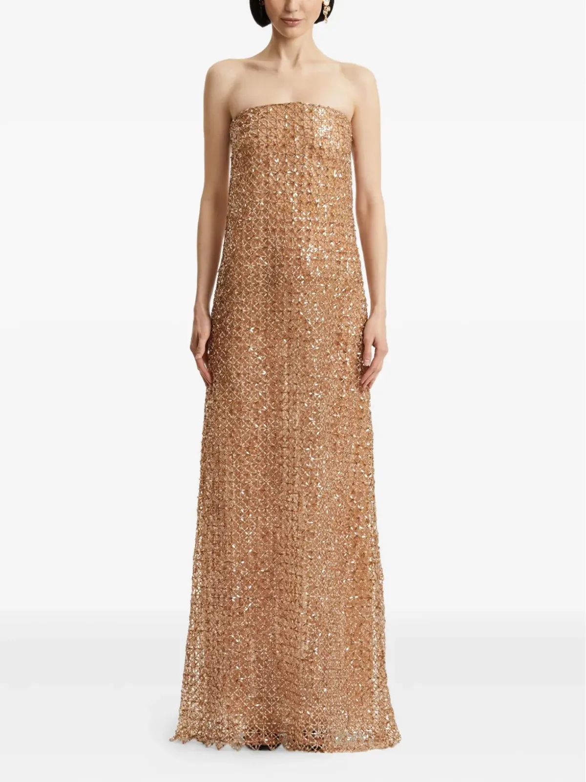Oscar de la Renta 刺繍スパンコールのイブニングドレス - 画像2
