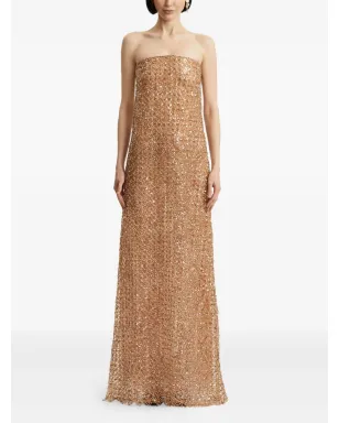 Oscar de la Renta 刺繍スパンコールのイブニングドレス - サムネイル2
