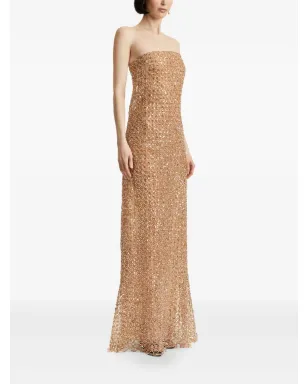 Oscar de la Renta 刺繍スパンコールのイブニングドレス - サムネイル3