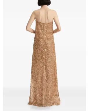 Oscar de la Renta 刺繍スパンコールのイブニングドレス - サムネイル4