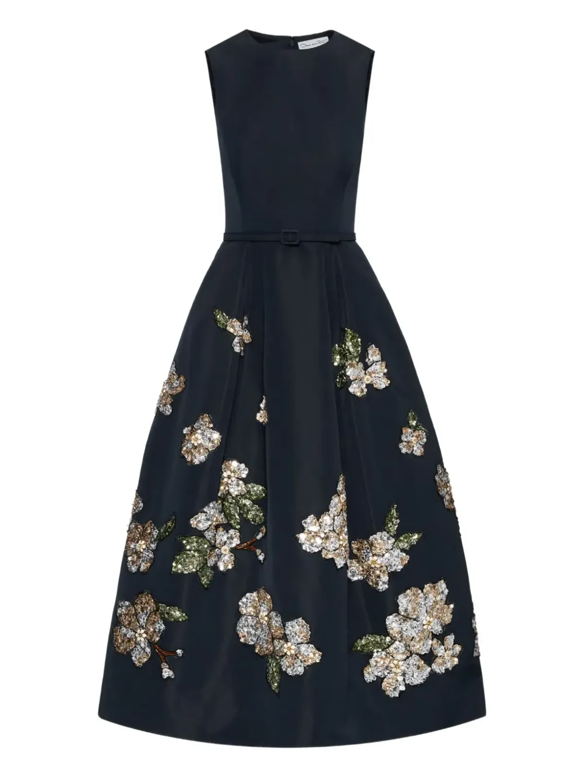 Oscar de la Renta 花柄スパンコール付きミディドレス - 画像1