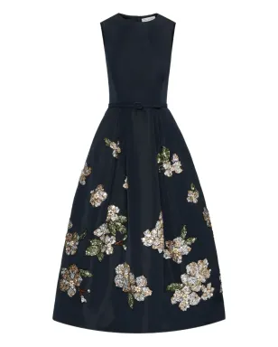 Oscar de la Renta 花柄スパンコール付きミディドレス - サムネイル1