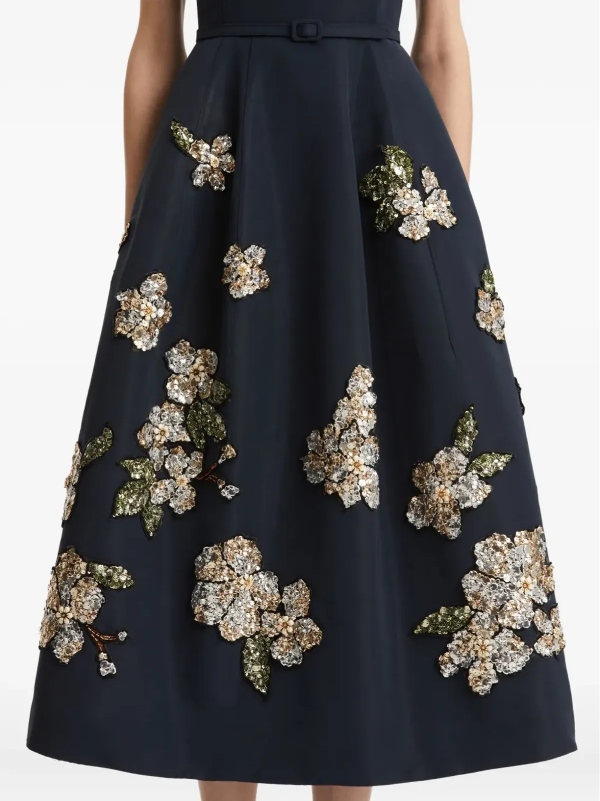 Oscar de la Renta 花柄スパンコール付きミディドレス - 画像5
