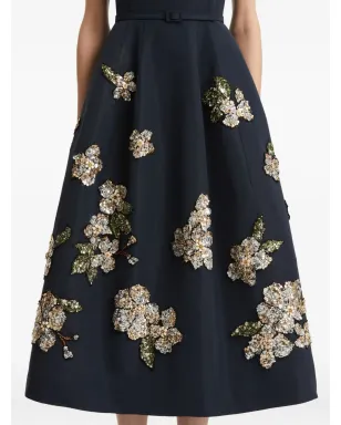 Oscar de la Renta 花柄スパンコール付きミディドレス - サムネイル5
