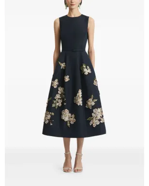 Oscar de la Renta 花柄スパンコール付きミディドレス - サムネイル2