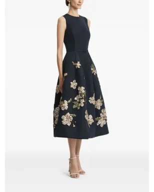 Oscar de la Renta 花柄スパンコール付きミディドレス - サムネイル3