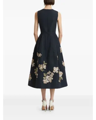 Oscar de la Renta 花柄スパンコール付きミディドレス - サムネイル4