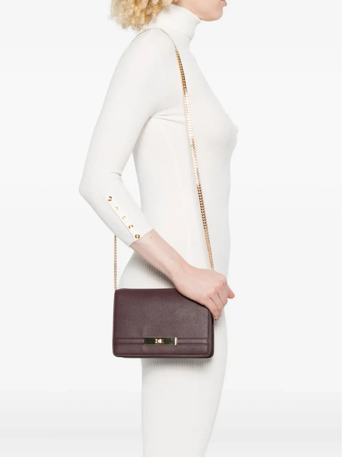 Elisabetta Franchi ロゴプレートチェーンショルダーバッグ - Red - 画像2
