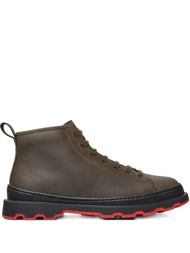 Camper Camper ブルータス レースアップ レザーバイカーブーツ グリーンの商品画像