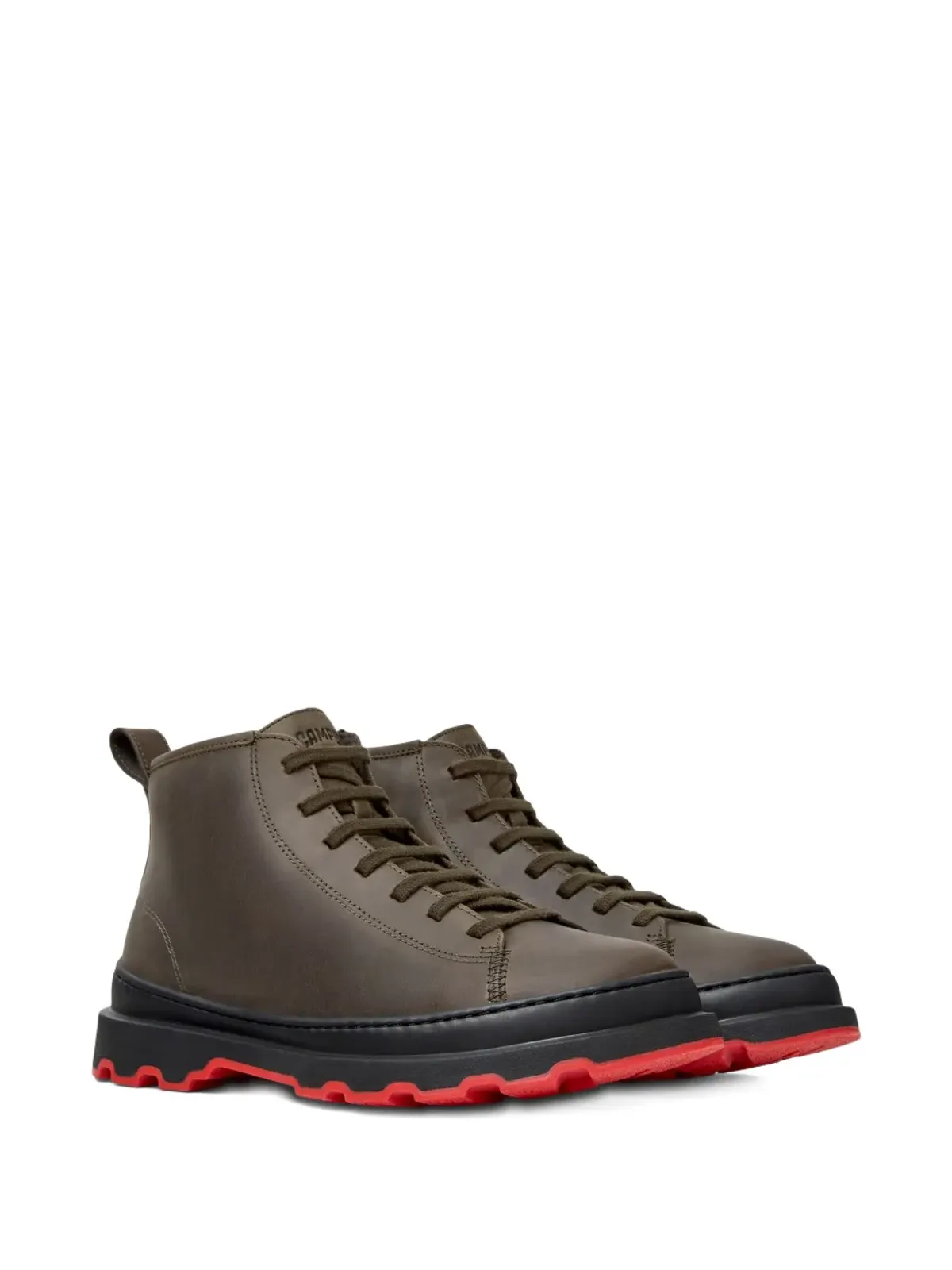 Camper ブルータス レースアップ レザーバイカーブーツ グリーン - 画像2