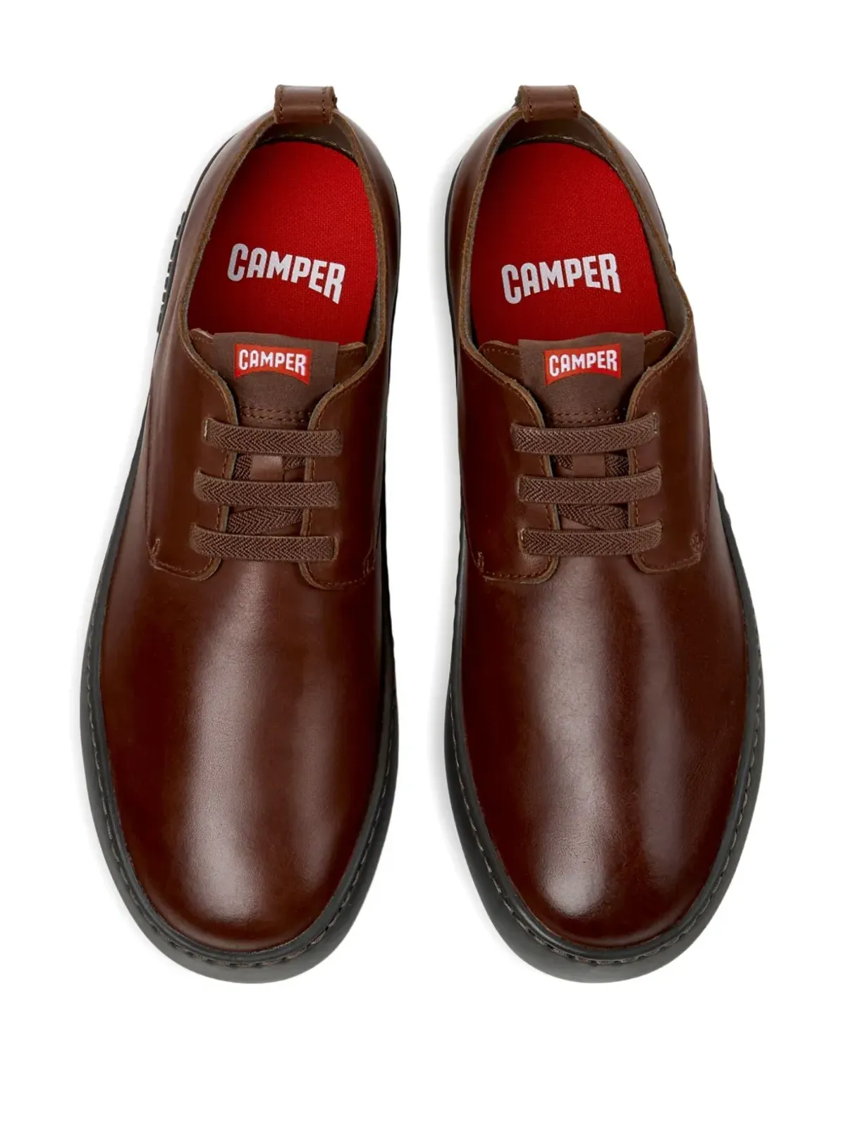 Camper Peu Touring レースアップ レザースニーカー（ブラウン） - 画像4