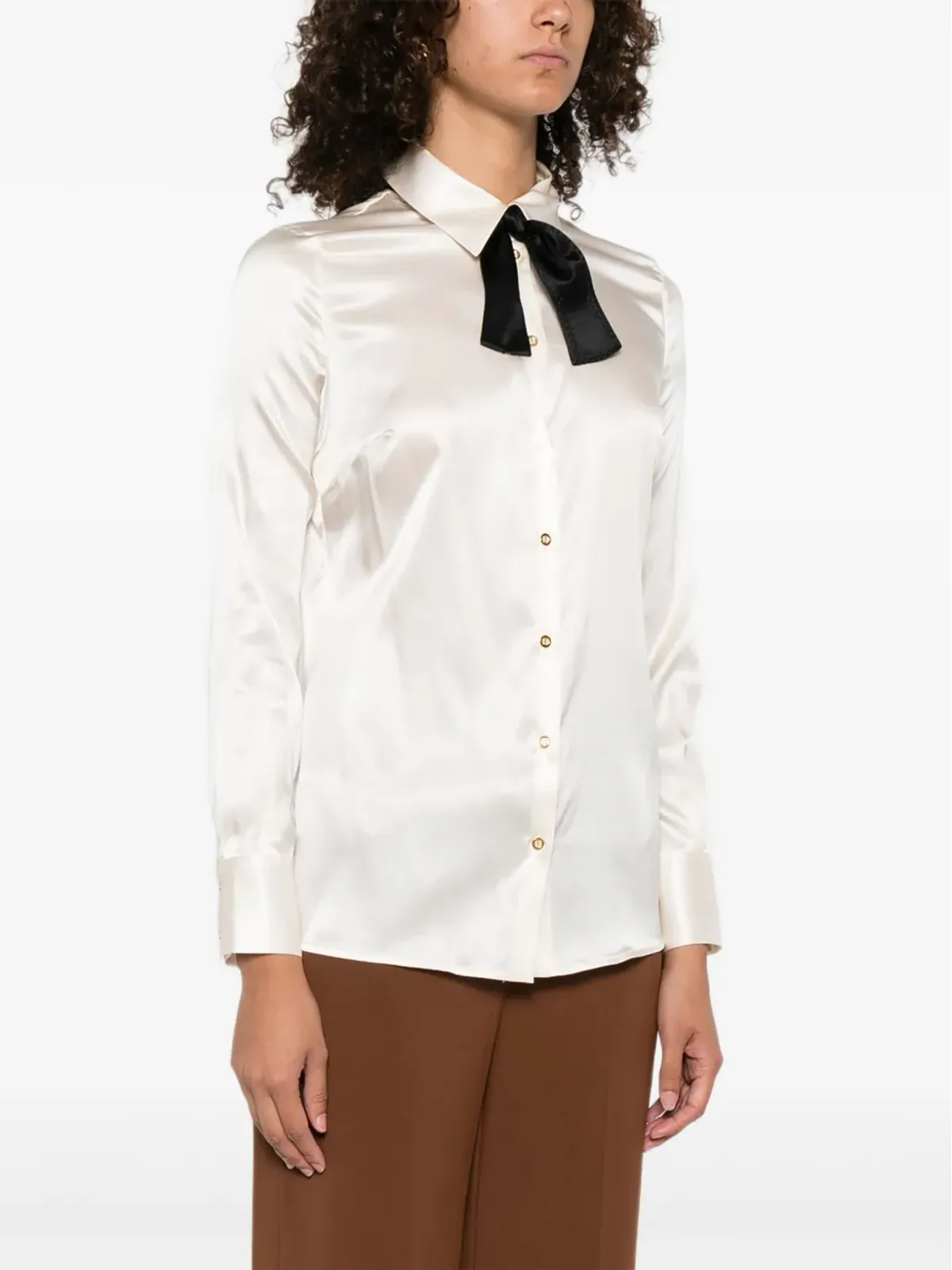Elisabetta Franchi ボウディテール サテンシャツ - 画像3