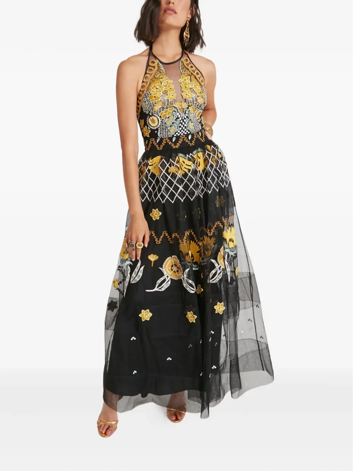 Temperley London レミ ホルター刺繍チュールガウン - 画像2