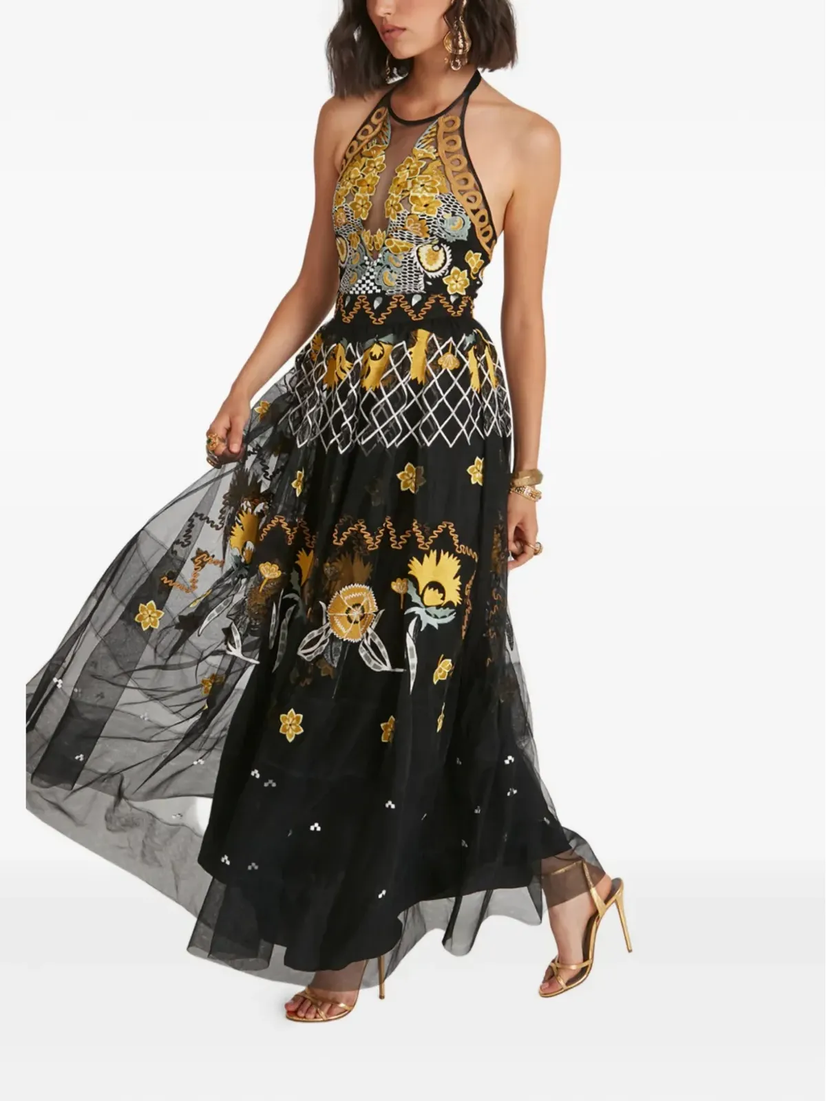 Temperley London レミ ホルター刺繍チュールガウン - 画像3