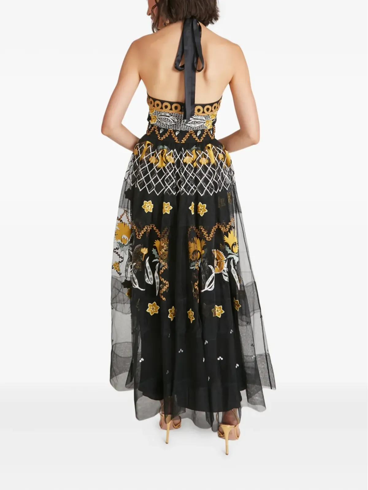 Temperley London レミ ホルター刺繍チュールガウン - 画像4