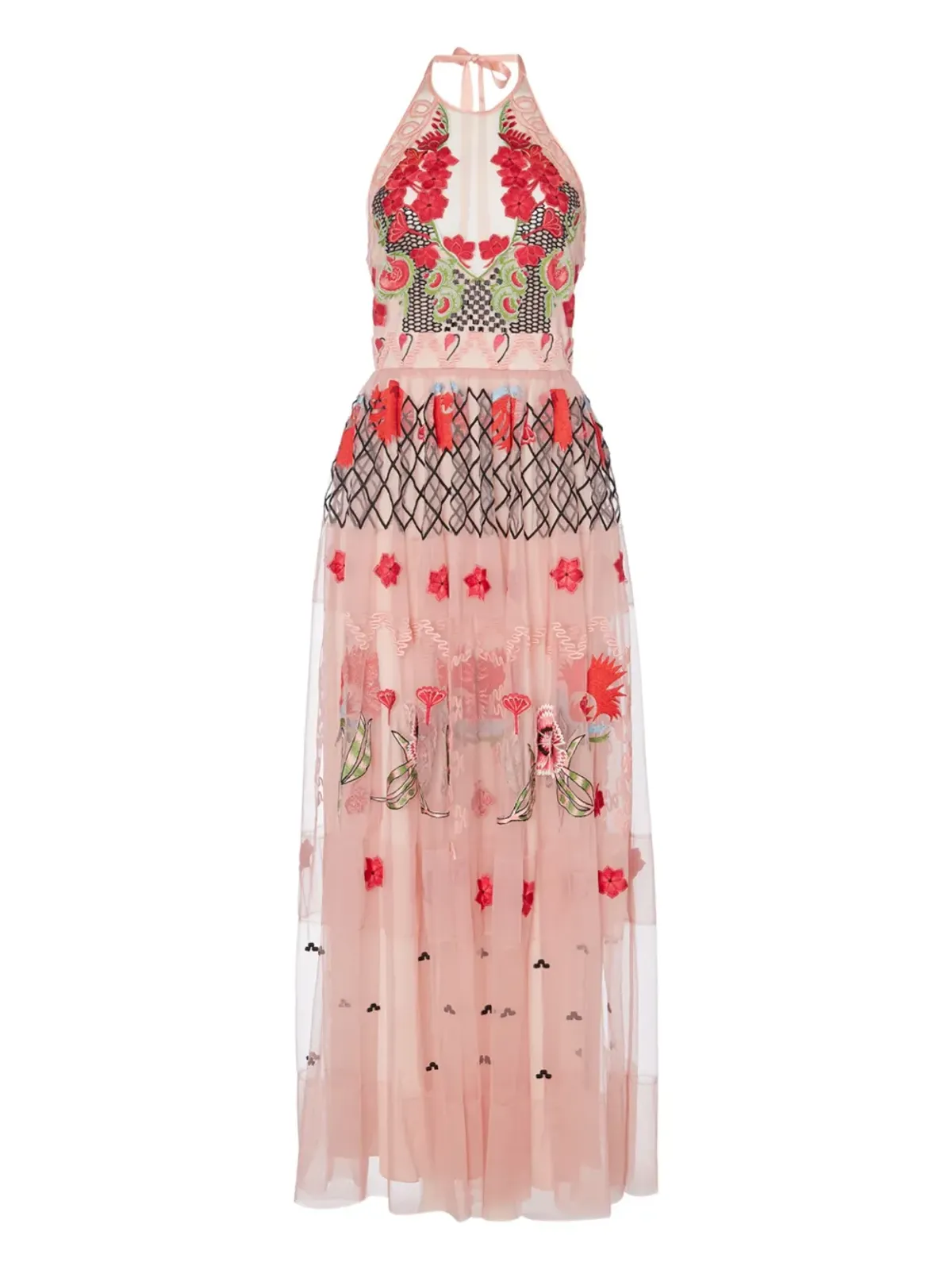 Temperley London Remi ホルターネック刺繍入りチュールマキシドレス - 画像1