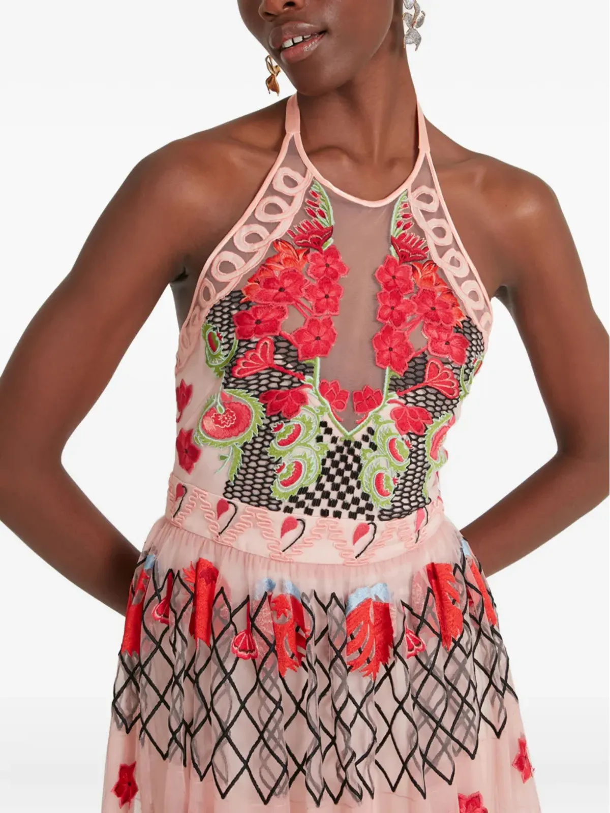 Temperley London Remi ホルターネック刺繍入りチュールマキシドレス - 画像5