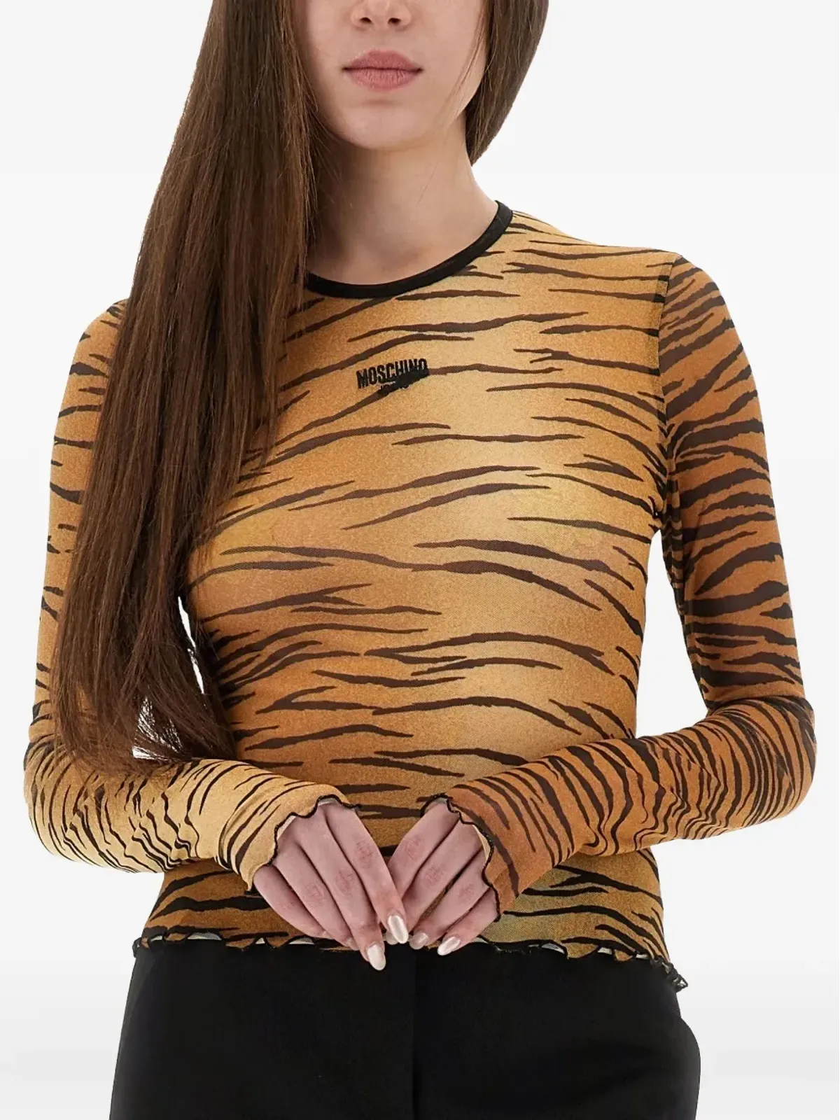 MOSCHINO JEANS タイガープリント ロングスリーブトップ - 画像4