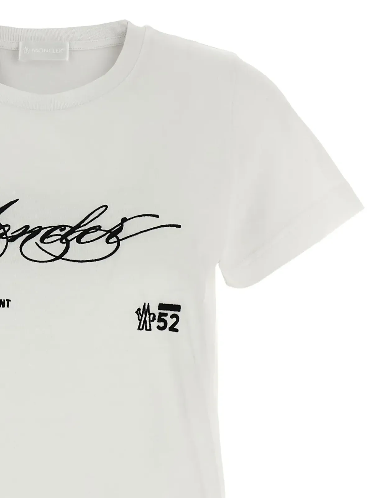 Moncler embroidered cursive-logo cotton T-shirt - White - 画像4