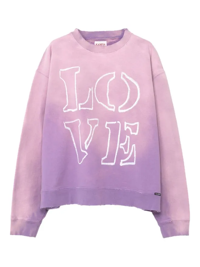 KAMIYA KAMIYA love-print distressed sweatshirt - Pinkの商品画像
