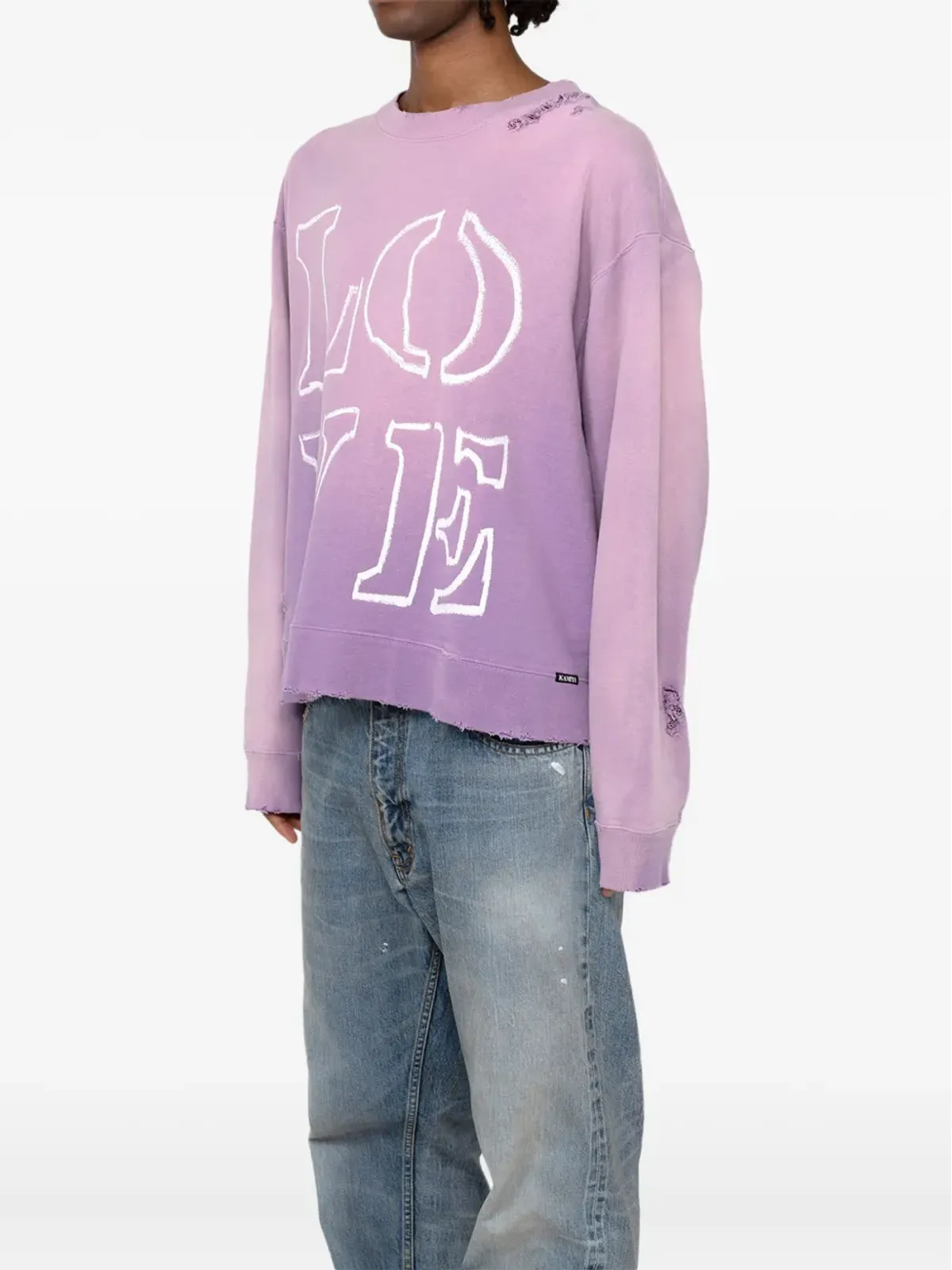 KAMIYA love-print distressed sweatshirt - Pink - 画像3