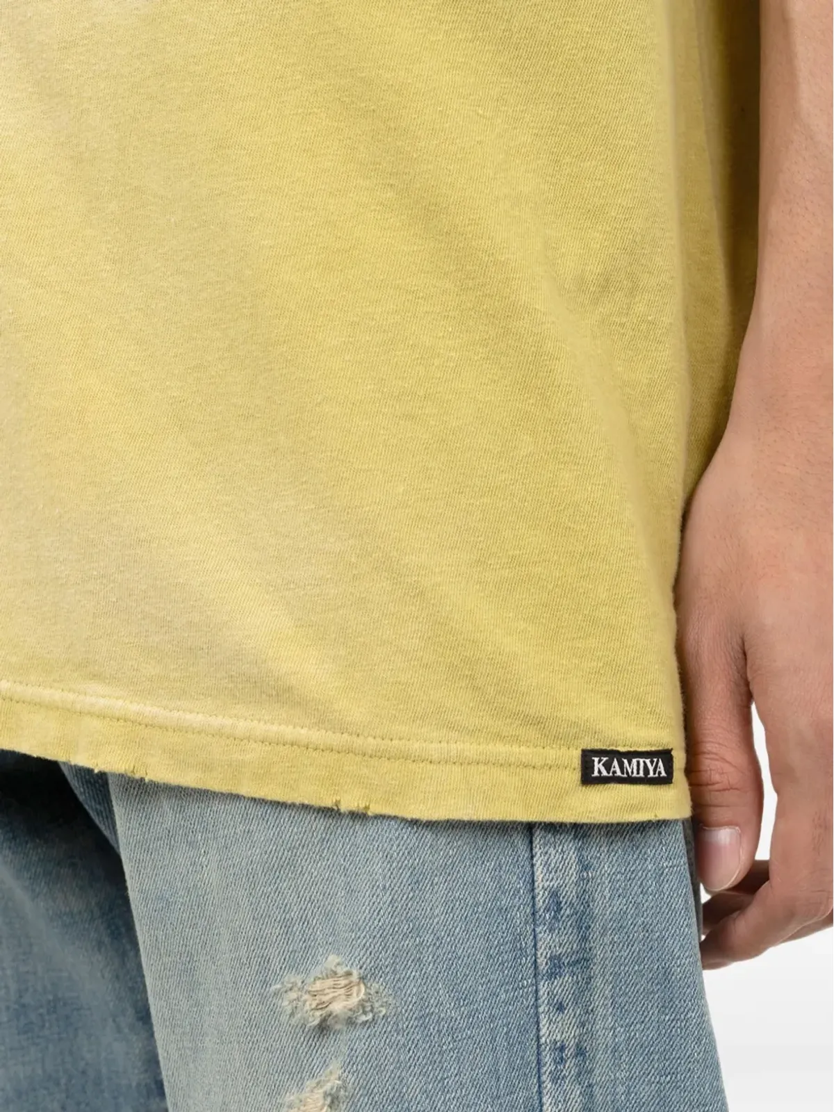 KAMIYA rose-embellished pocket T-shirt - Yellow - 画像5