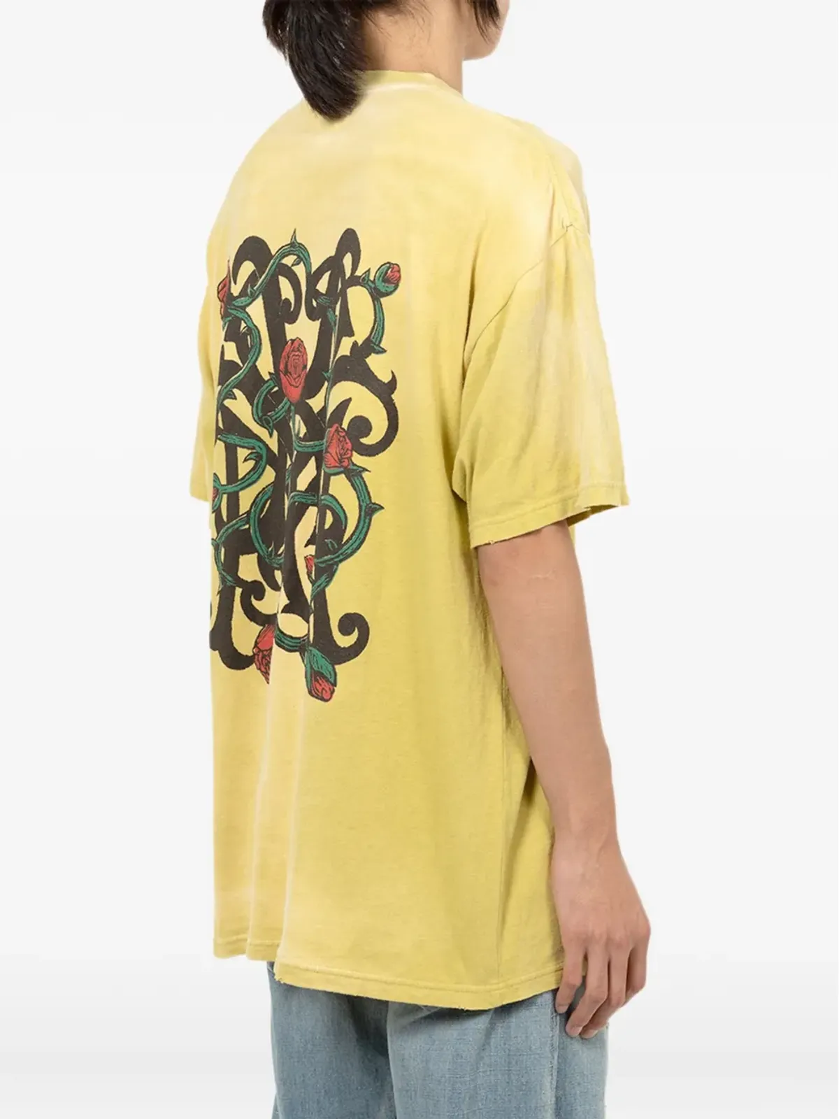 KAMIYA rose-embellished pocket T-shirt - Yellow - 画像4