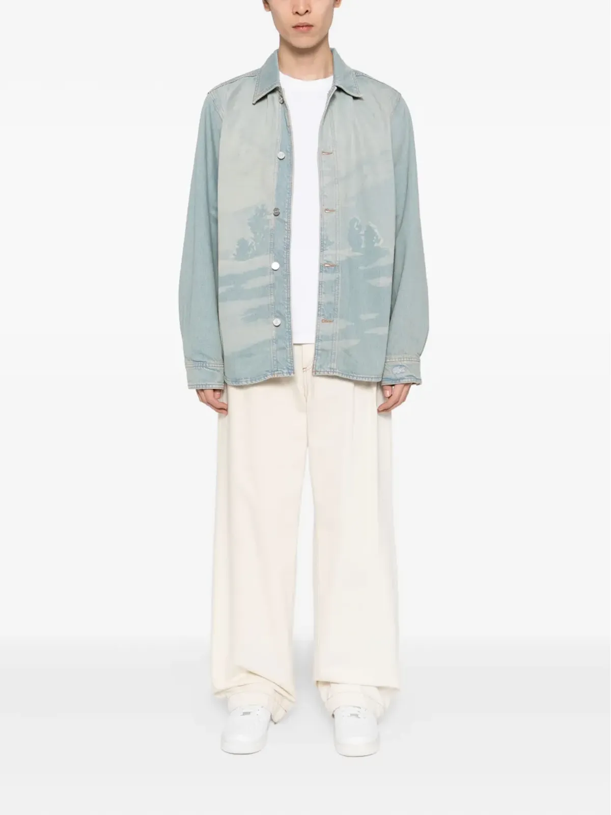Lacoste ランドスケープモチーフのデニムシャツジャケット - 画像2