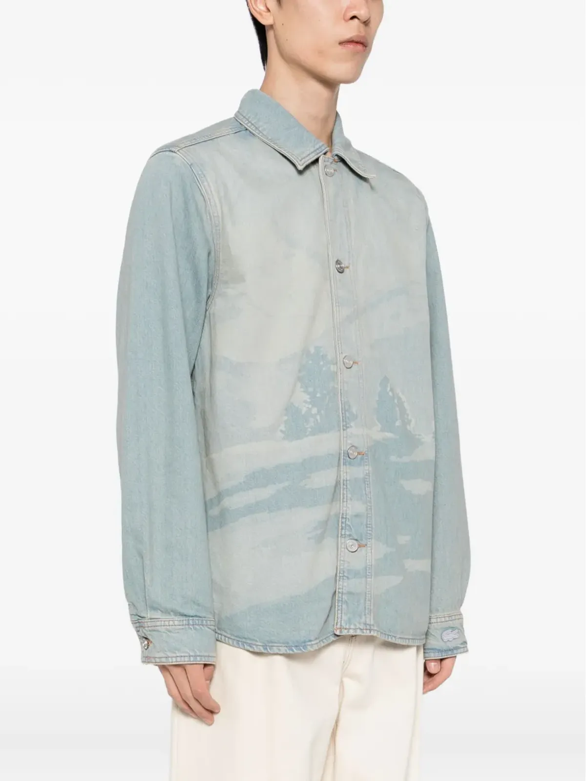 Lacoste ランドスケープモチーフのデニムシャツジャケット - 画像3