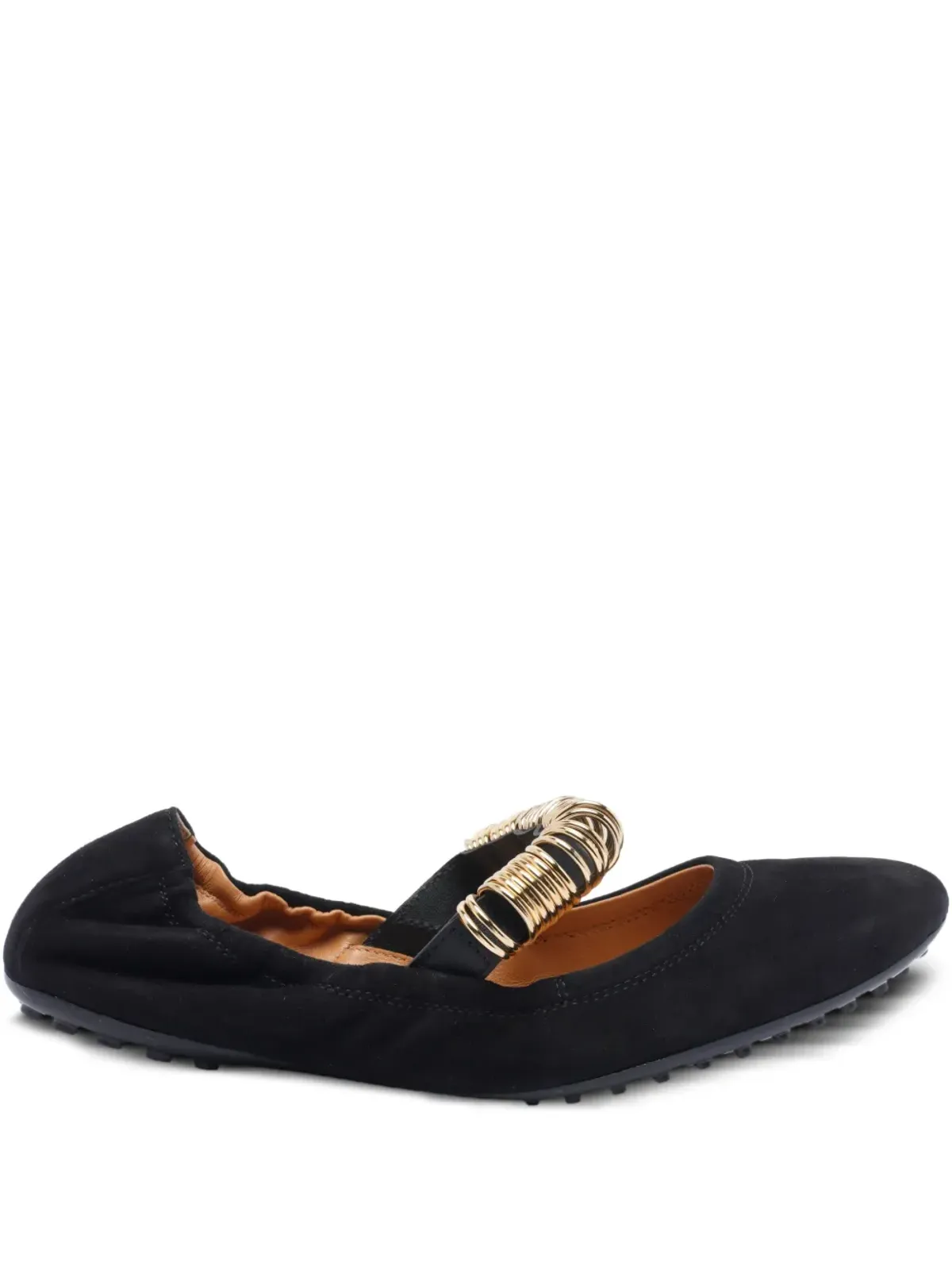 Tod's リングディテール スエード バレエフラット - ブラック - 画像1