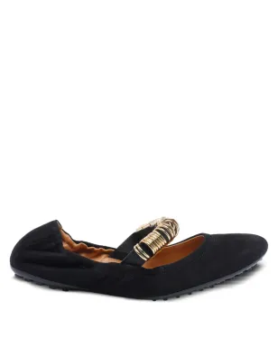 Tod's リングディテール スエード バレエフラット - ブラック - サムネイル1