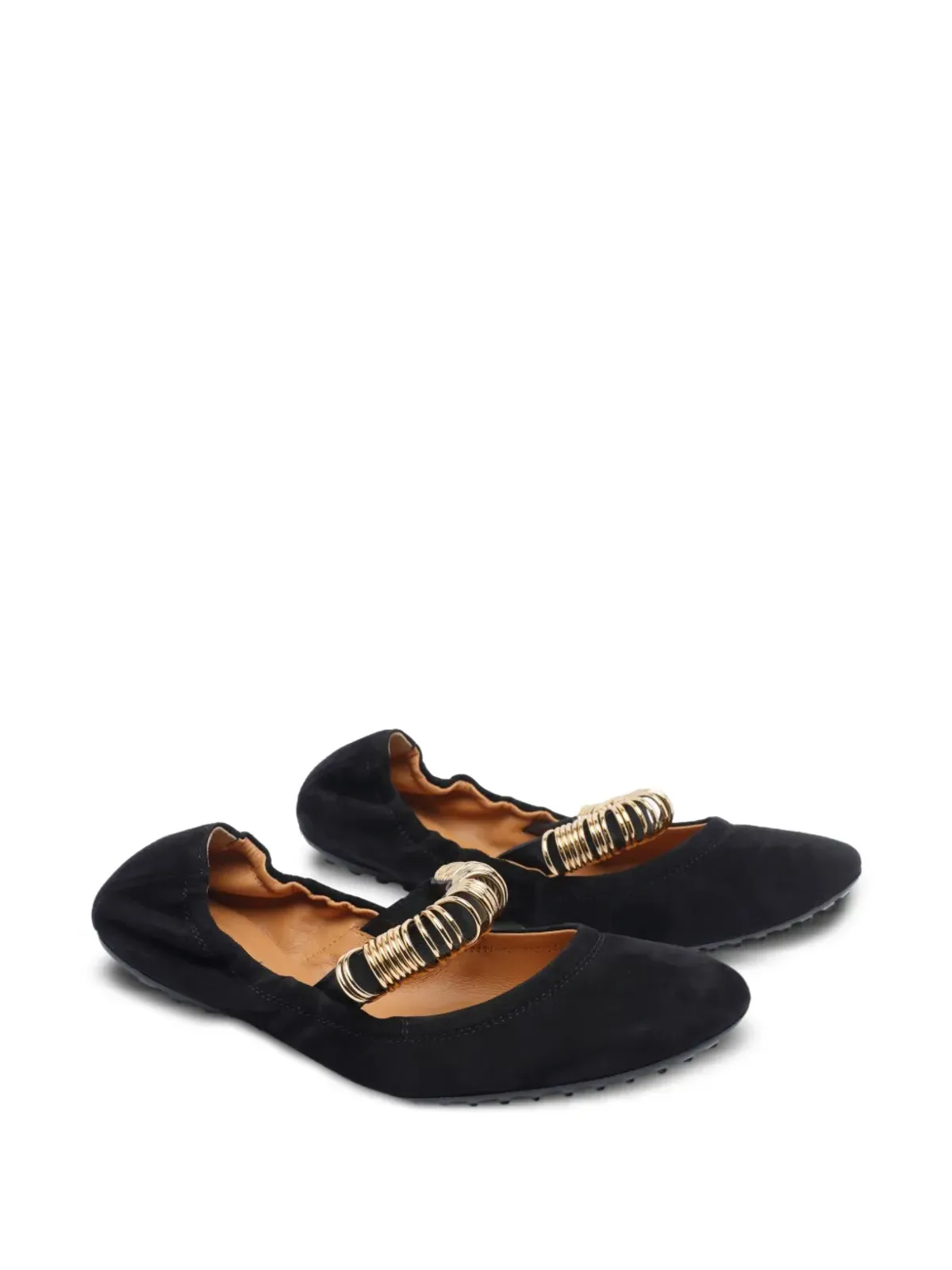 Tod's リングディテール スエード バレエフラット - ブラック - 画像2