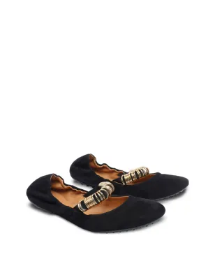 Tod's リングディテール スエード バレエフラット - ブラック - サムネイル2