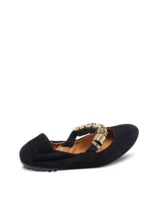 Tod's リングディテール スエード バレエフラット - ブラック - サムネイル3