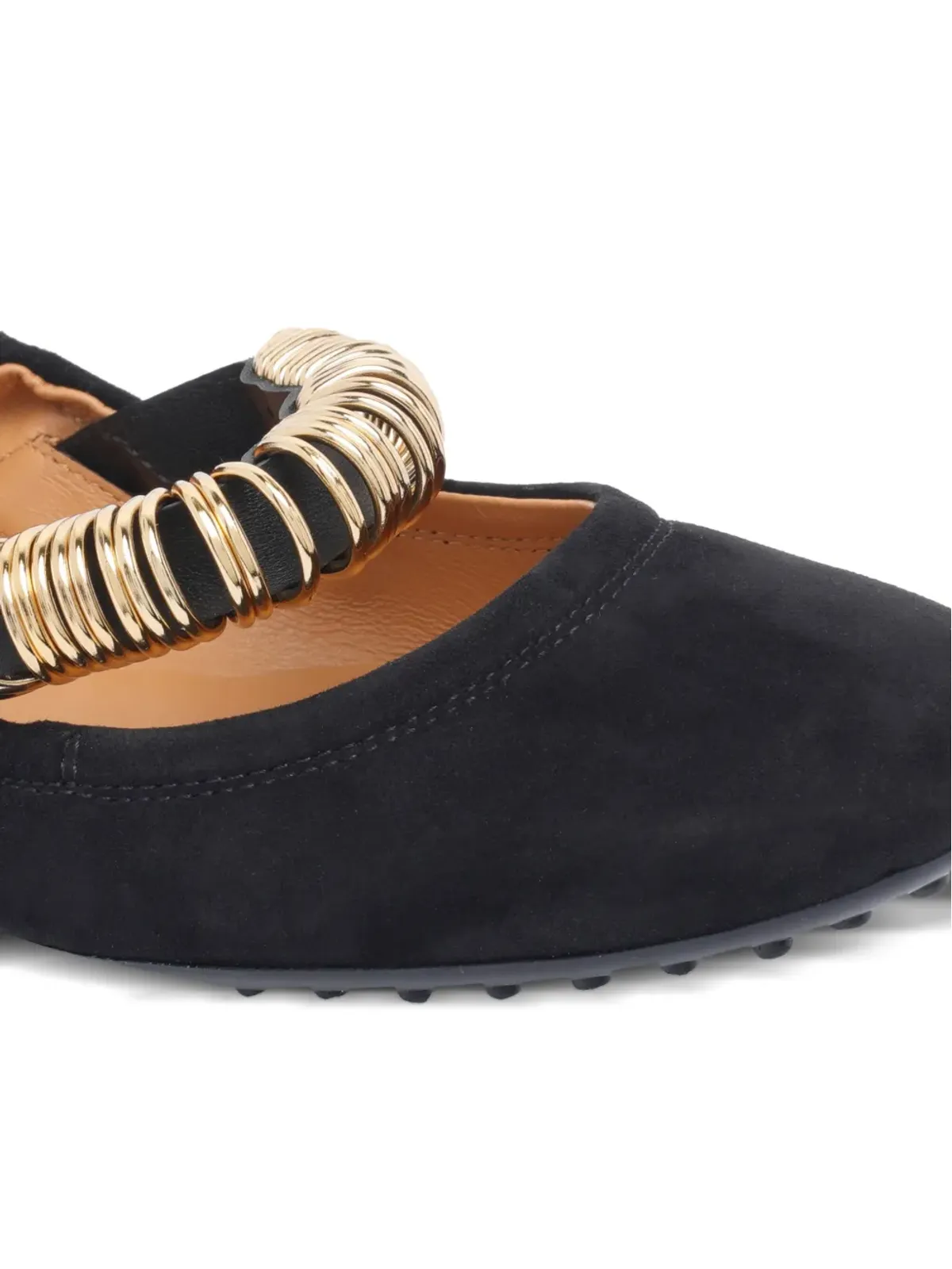 Tod's リングディテール スエード バレエフラット - ブラック - 画像4
