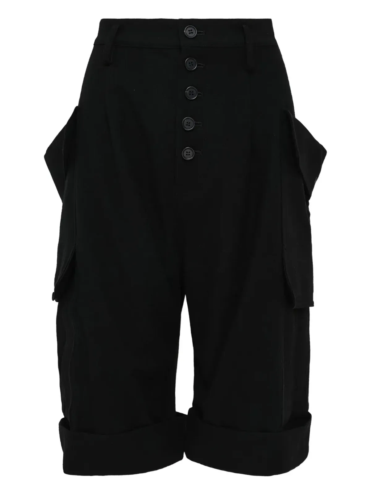 Yohji Yamamoto ボタン留め式カーゴショートパンツ - ブラック - 画像1