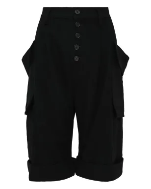 Yohji Yamamoto ボタン留め式カーゴショートパンツ - ブラック - サムネイル1