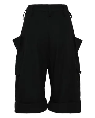 Yohji Yamamoto ボタン留め式カーゴショートパンツ - ブラック - サムネイル2