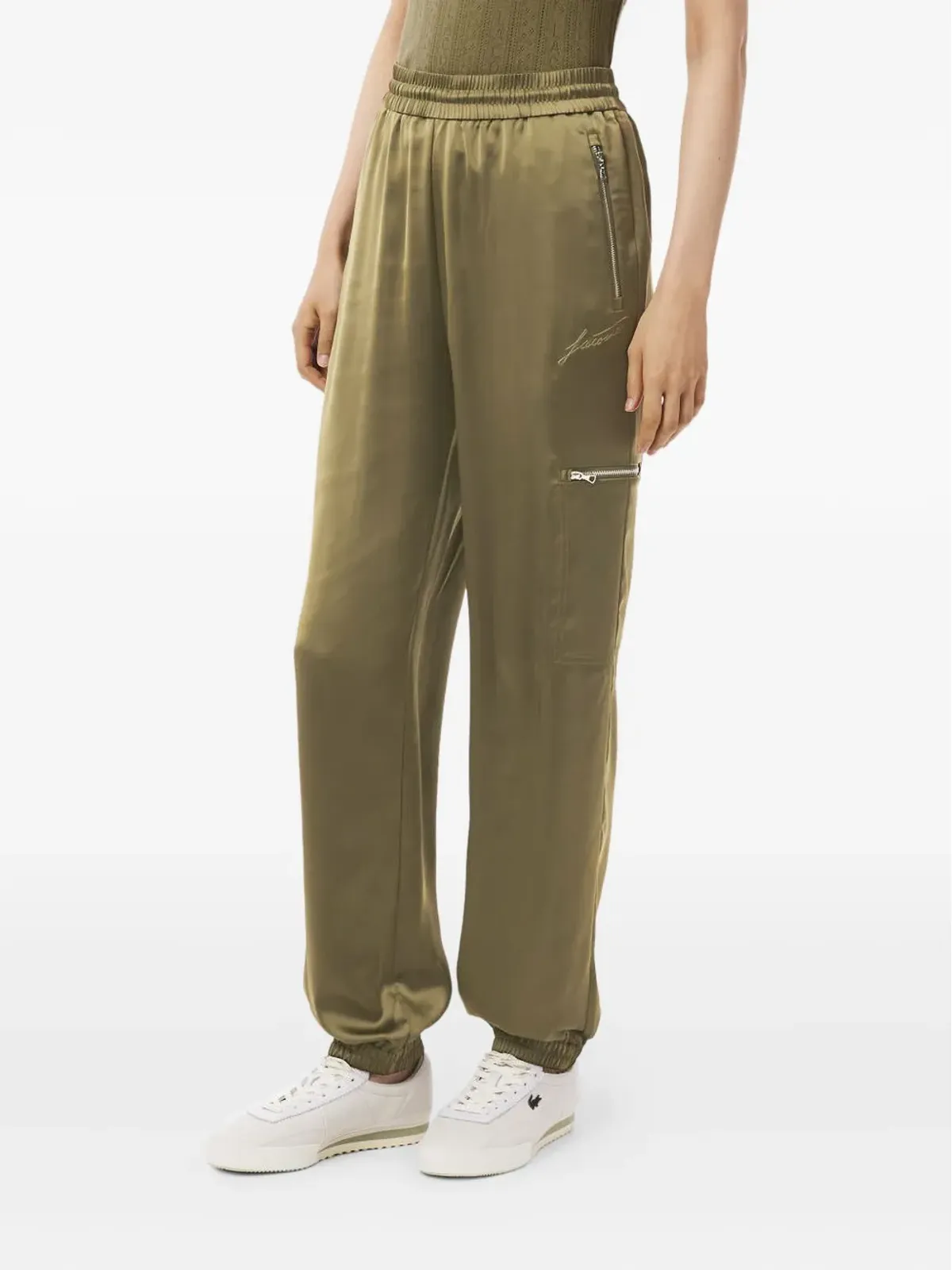 Lacoste ジップポケット付きサテンパンツ - グリーン - 画像3