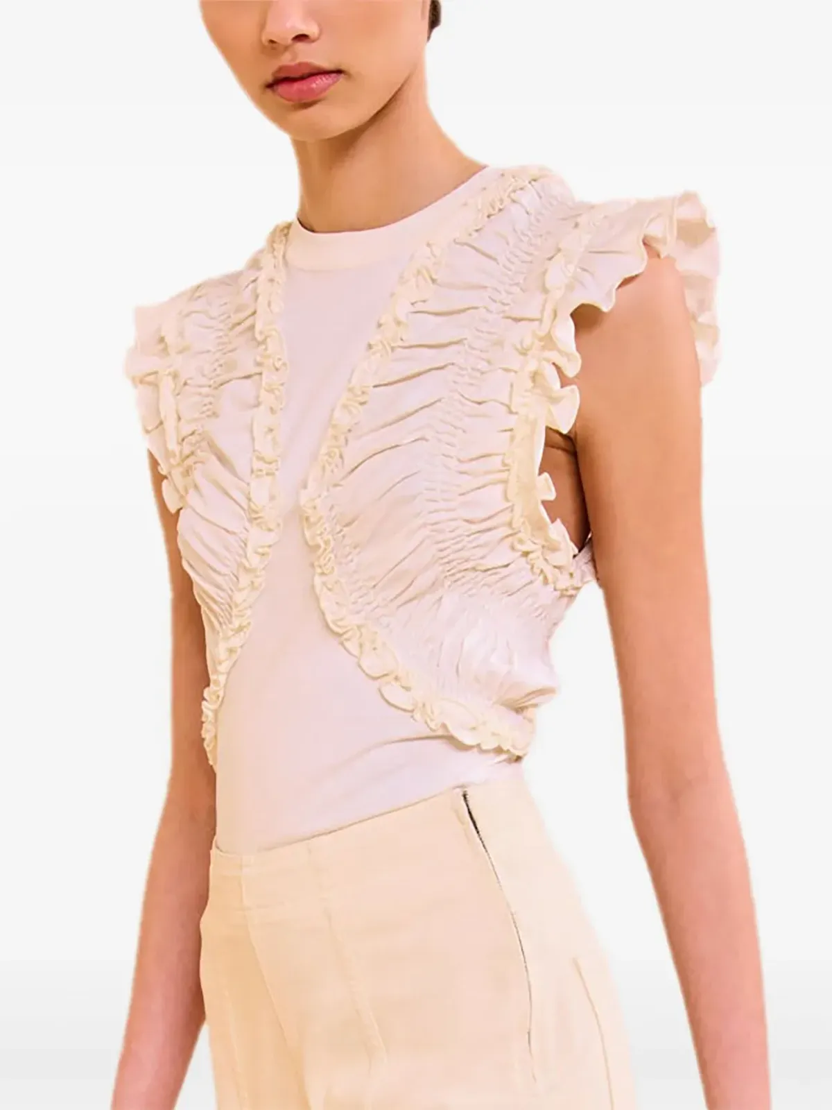Ulla Johnson Val sleeveless ruffled top - White - 画像2