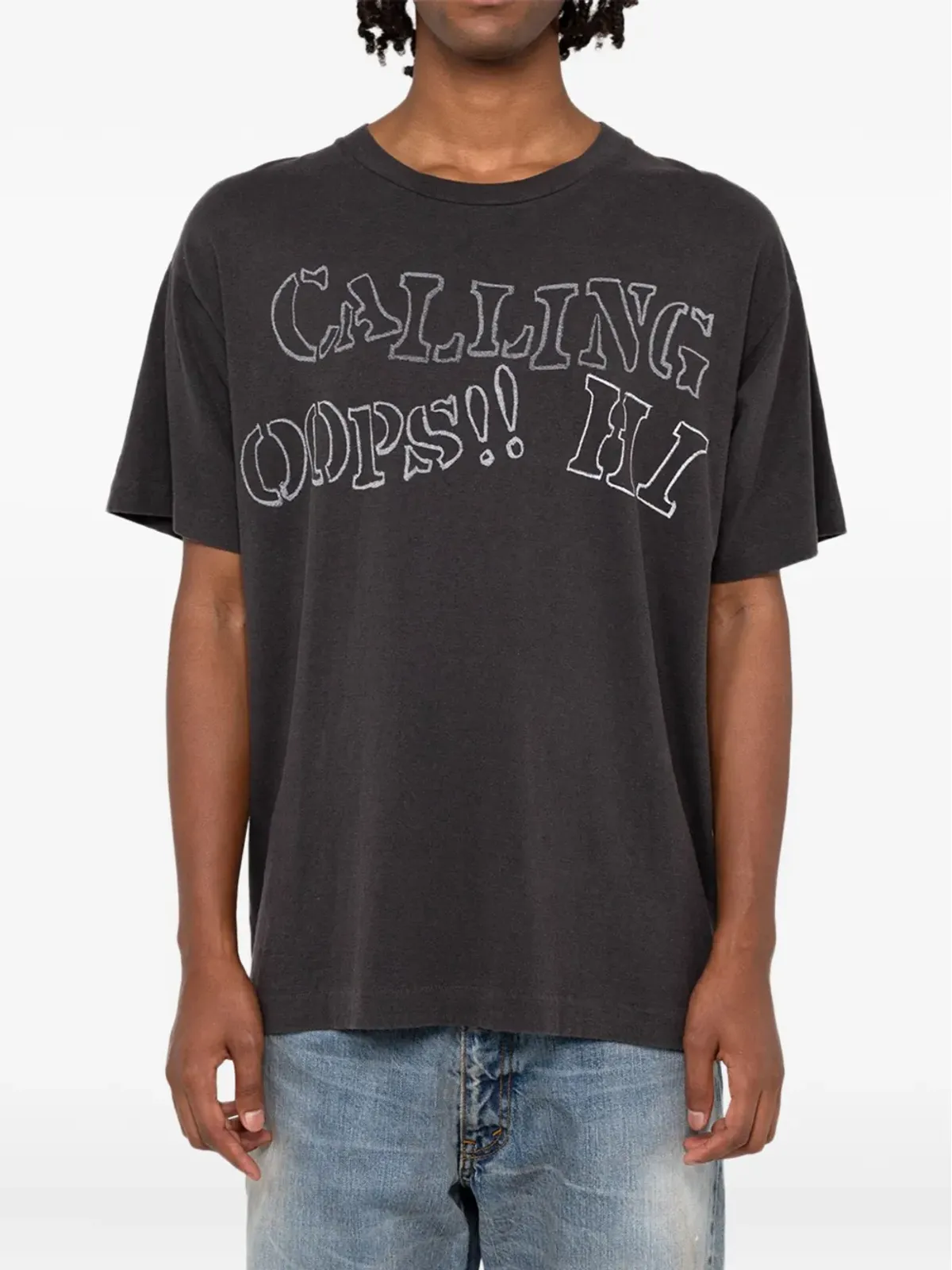 KAMIYA CallingプリントグラフィックTシャツ ブラック - 画像2