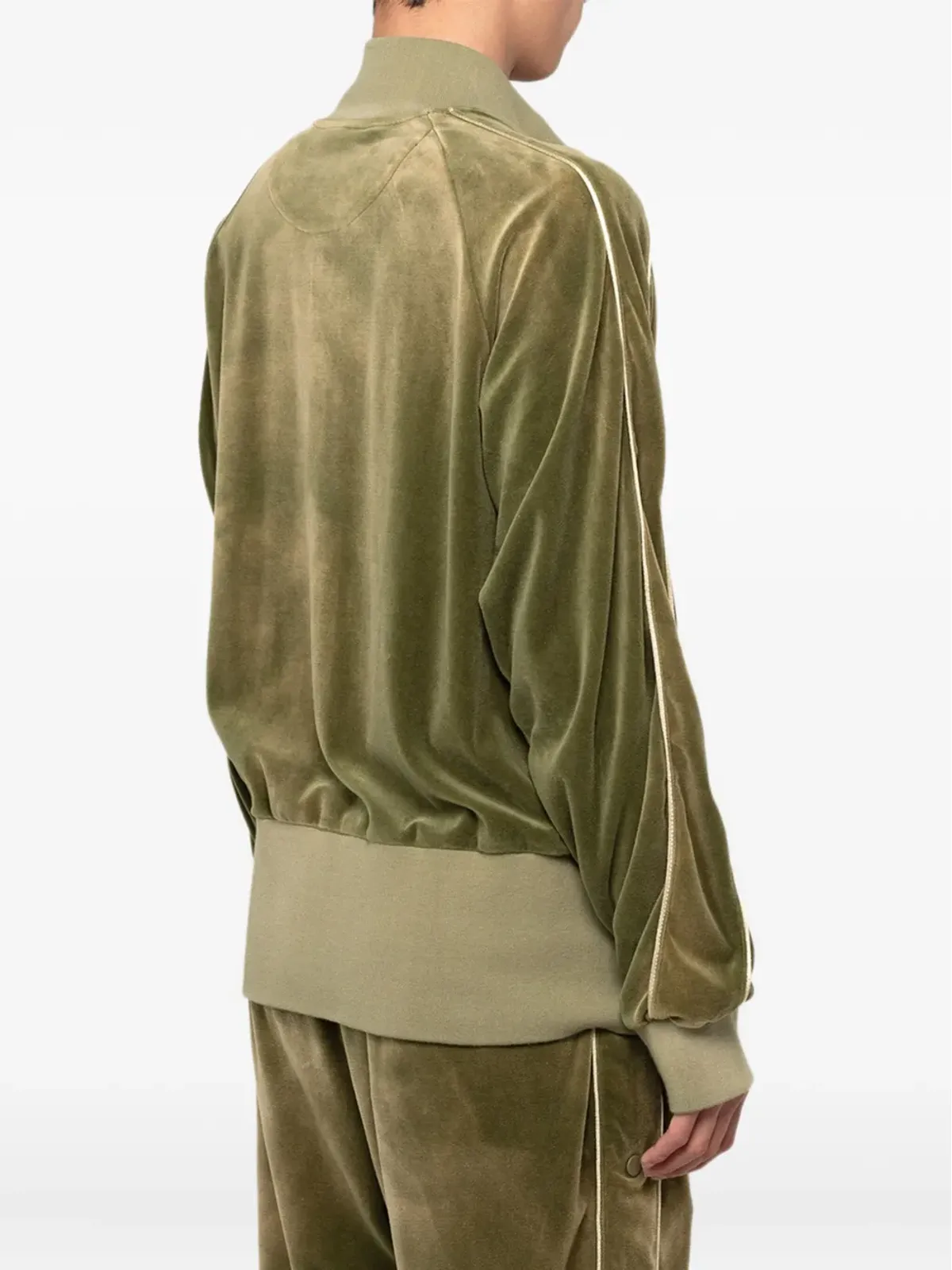 KAMIYA embroidered velour zip-up sport jacket - Green - 画像4
