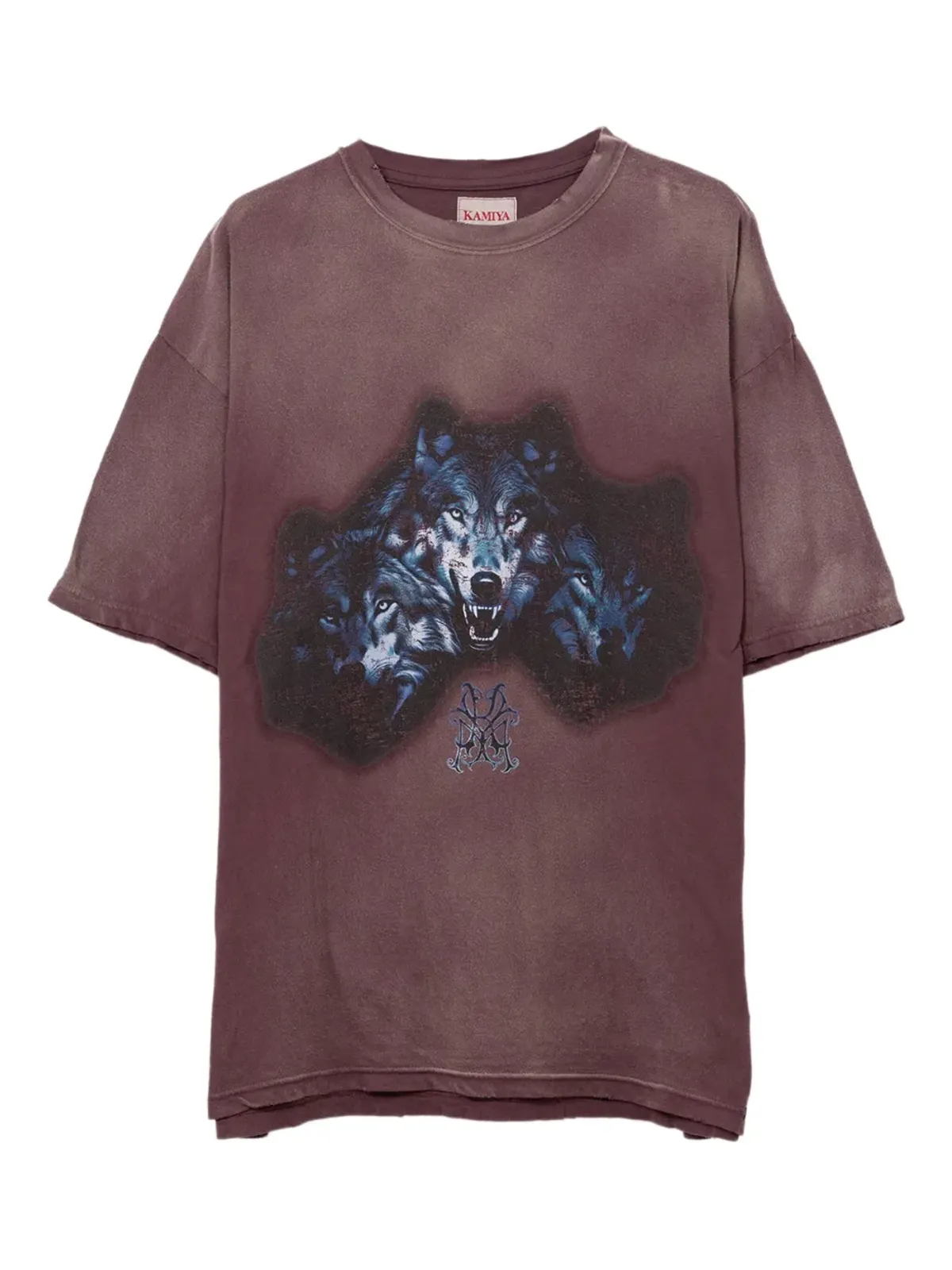 KAMIYA 狼柄ダメージ加工Tシャツ - 画像1