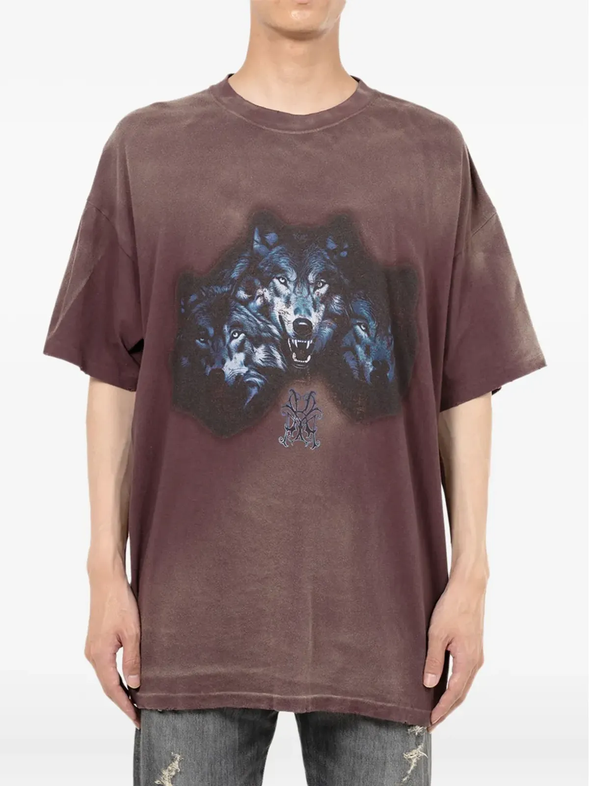 KAMIYA 狼柄ダメージ加工Tシャツ - 画像2