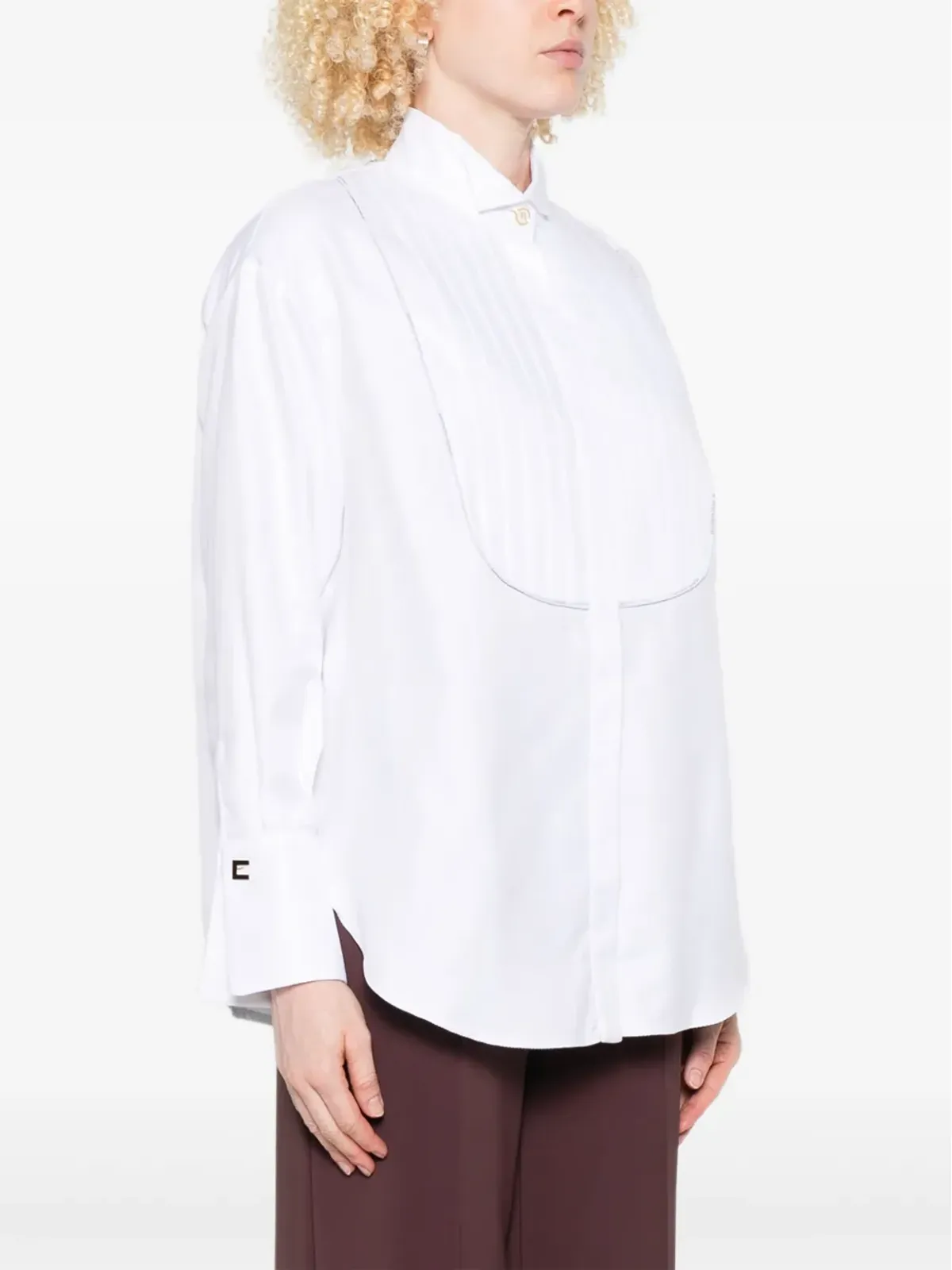 Elisabetta Franchi パネルコットンシャツ - White - 画像3