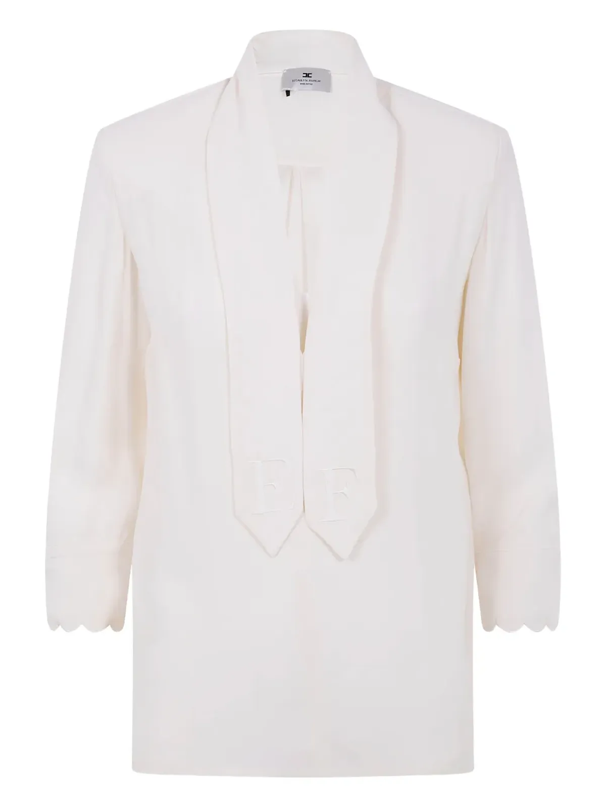 Elisabetta Franchi 貝殻エッジの刺繍ブラウス - White - 画像1