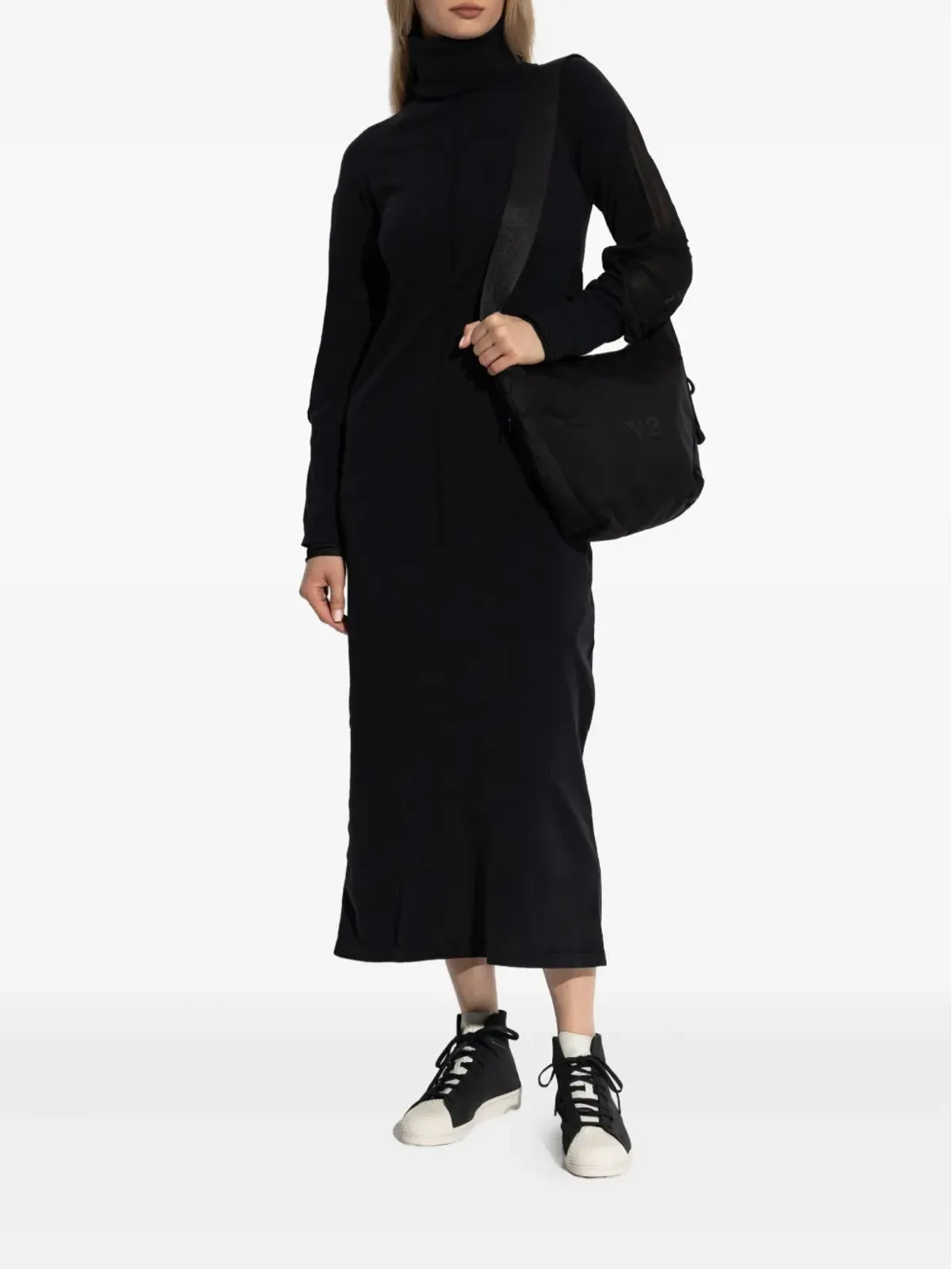 Y-3 タートルネックのメッシュインサートドレス - 画像3