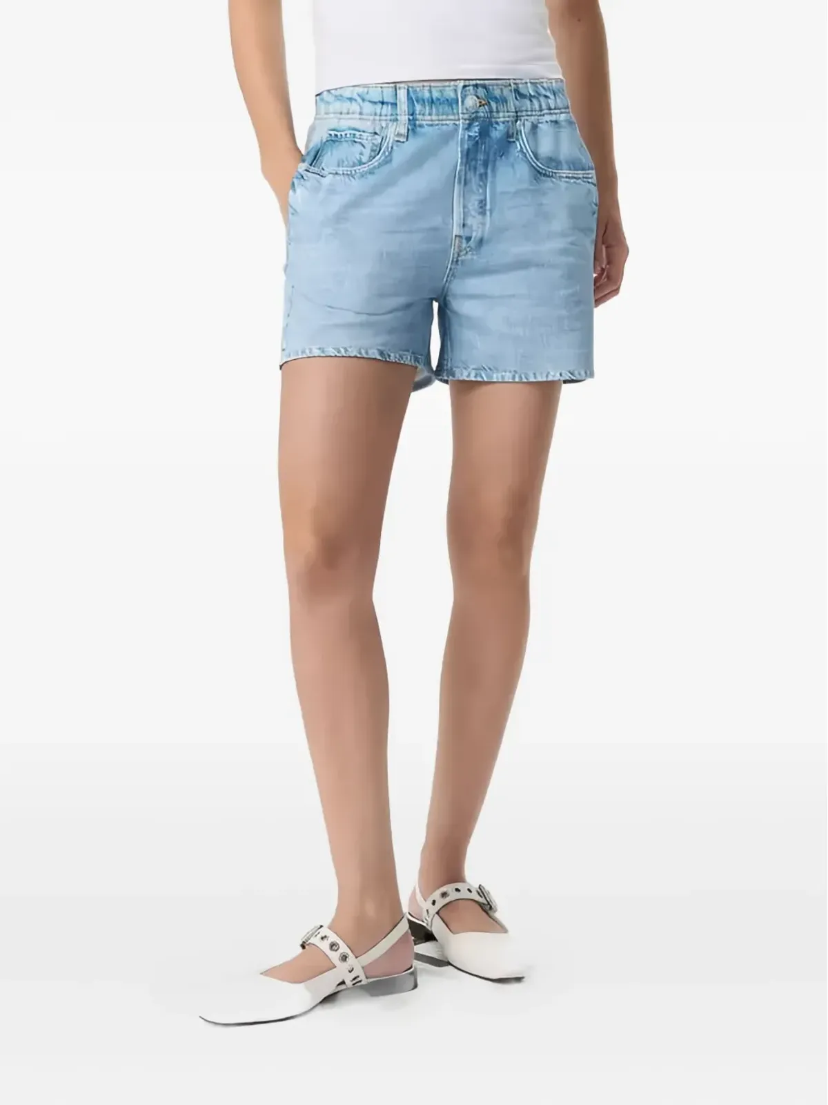 rag & bone エラスティックウェスト デニムショートパンツ - 画像2