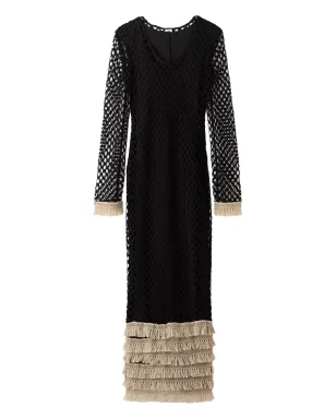 By Malene Birger fringed-details maxi dress - Black - サムネイル1
