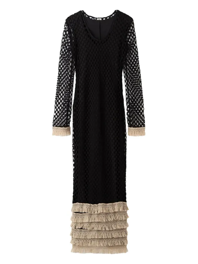 By Malene Birger By Malene Birger fringed-details maxi dress - Blackの商品画像